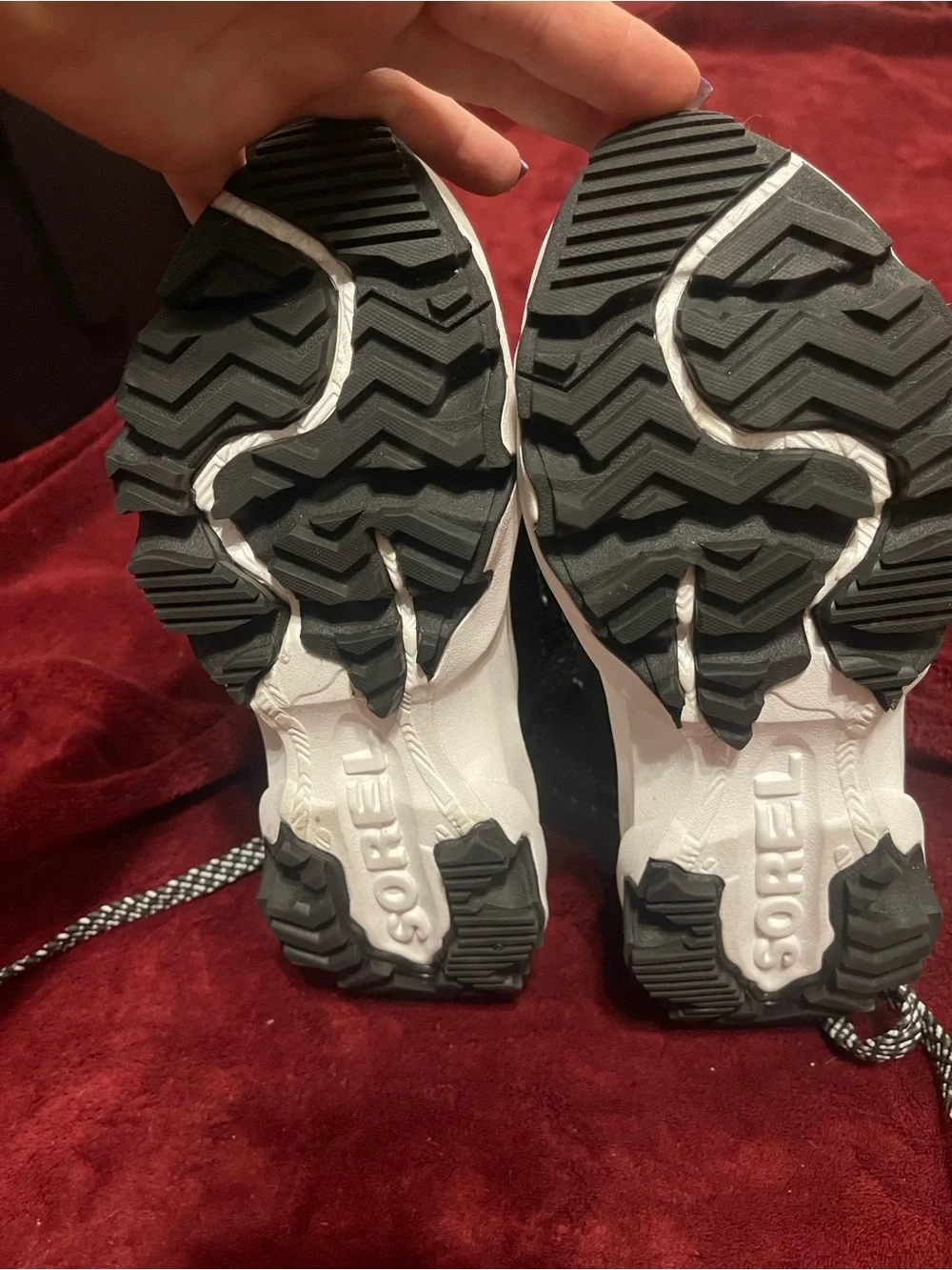 Sorel  Black and White Lace-Up Waterproof Winter Boots